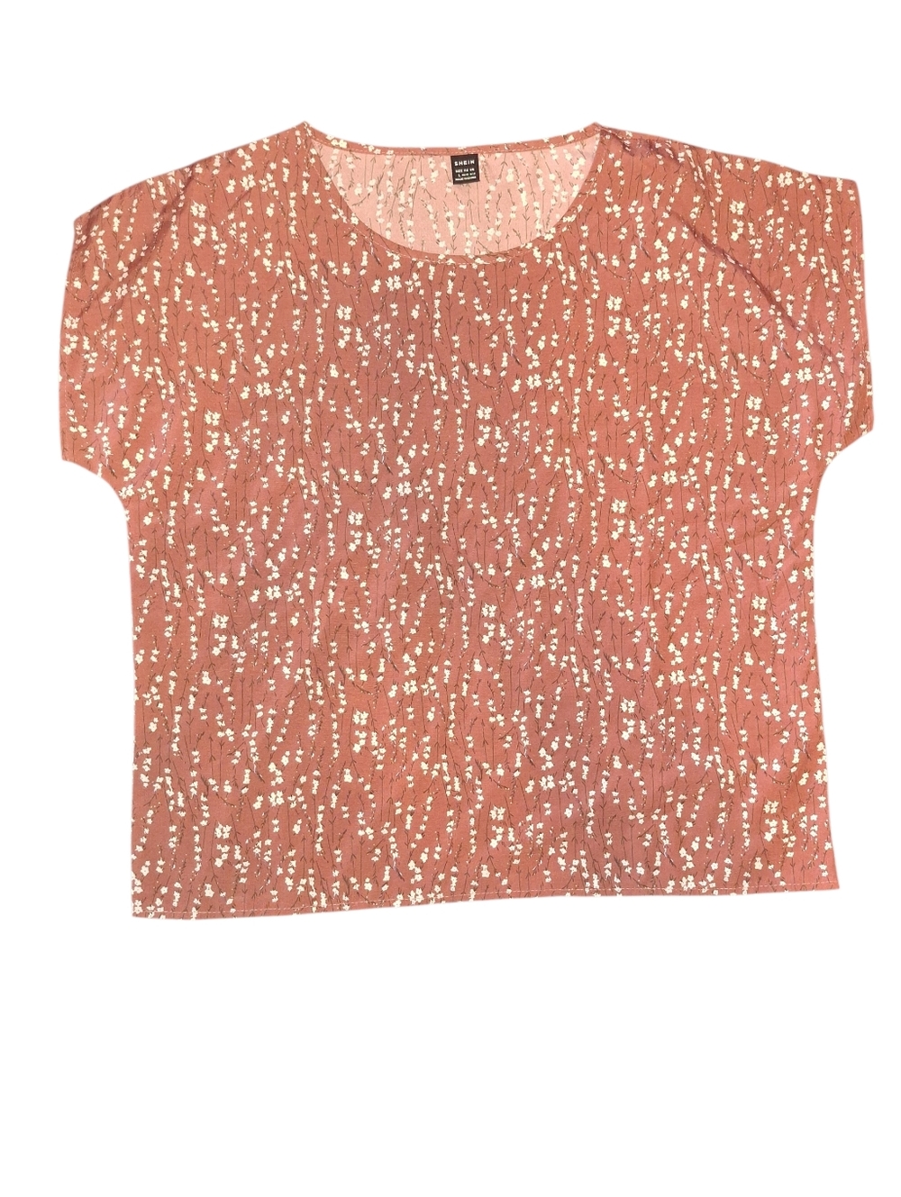 SHEIN Dusty Rose Floral Short-Sleeve Top